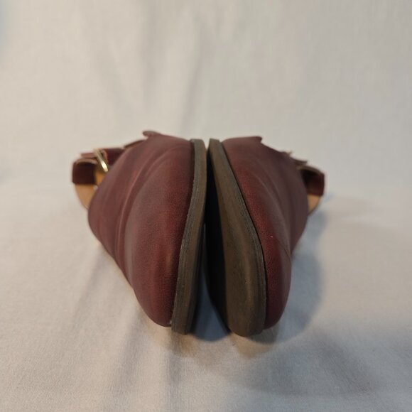 JOURNEE COLLECTION LORETA Wine Vegan Leather Ankle Strap Loafer Flat Shoe Size 8 - Picture 9 of 16